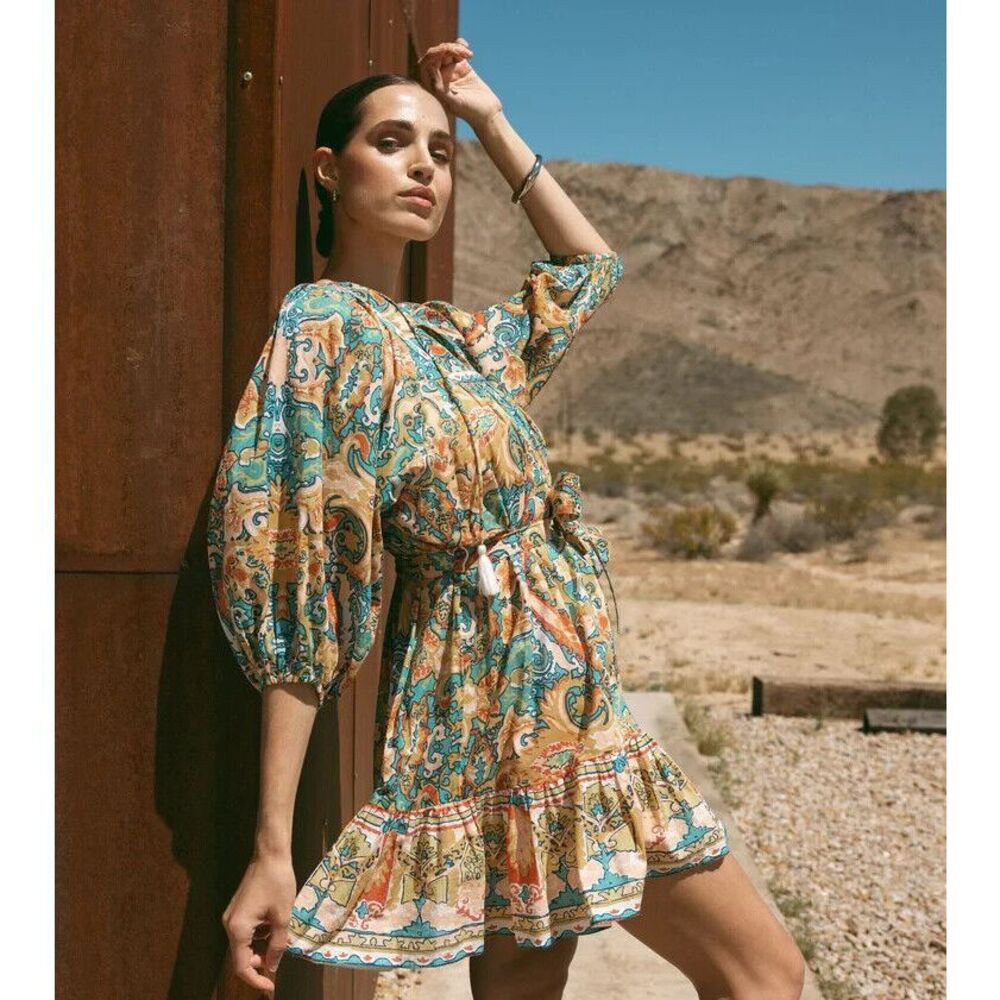 NWT Cleobella Magdalena Mini Dress Belted Boho Tassel Small S Las Palmas $198